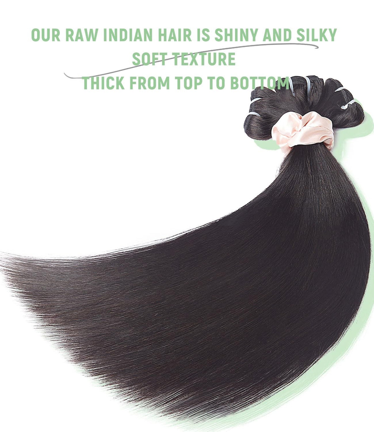 100% Raw Indian Human Hair Bundles - Straight, Extra Length, Natural Black 14 Inch