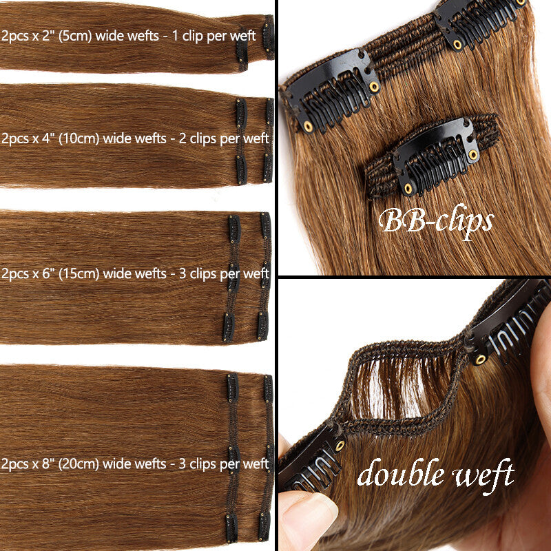 Thick Clip-In Remy Human Hair Extensions - Full Head, Long & Double Weft