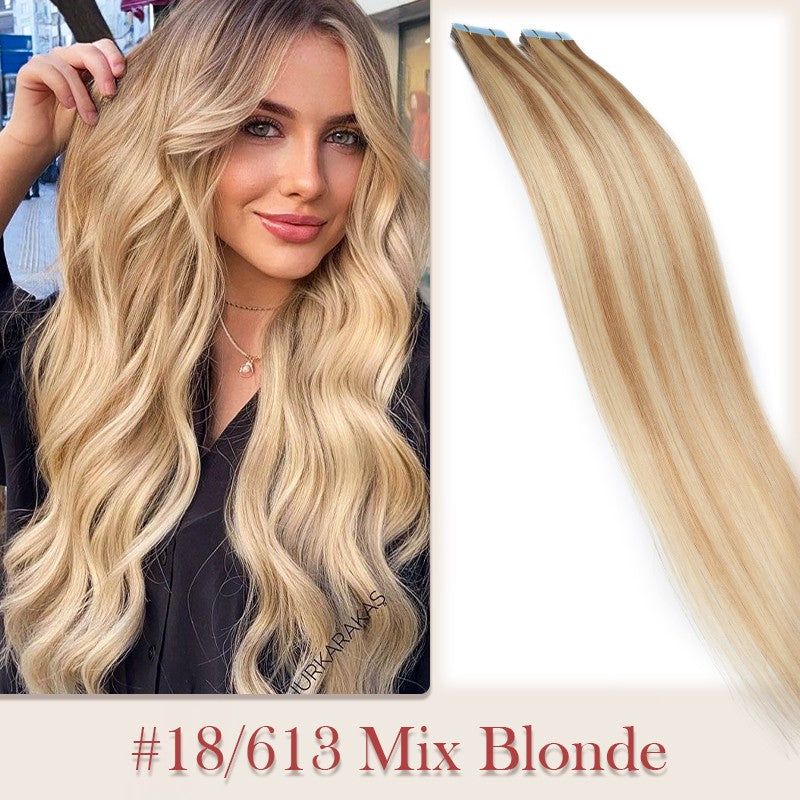 100g Invisible Tape-In Hair Extensions Remy Human Hair Full Head Thick