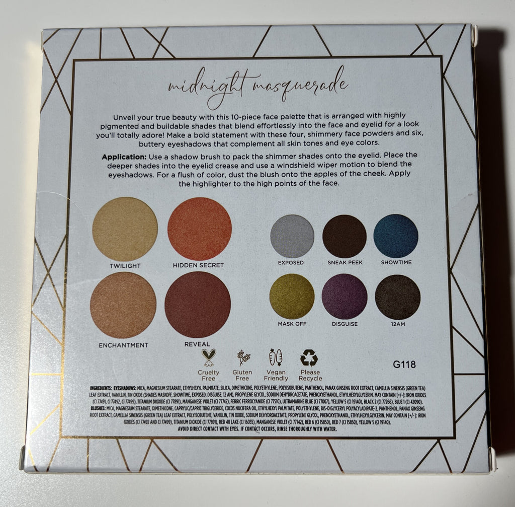 PUR Midnight Masquerade Face Palette - 10-Piece Cosmetic Palette Sealed Box