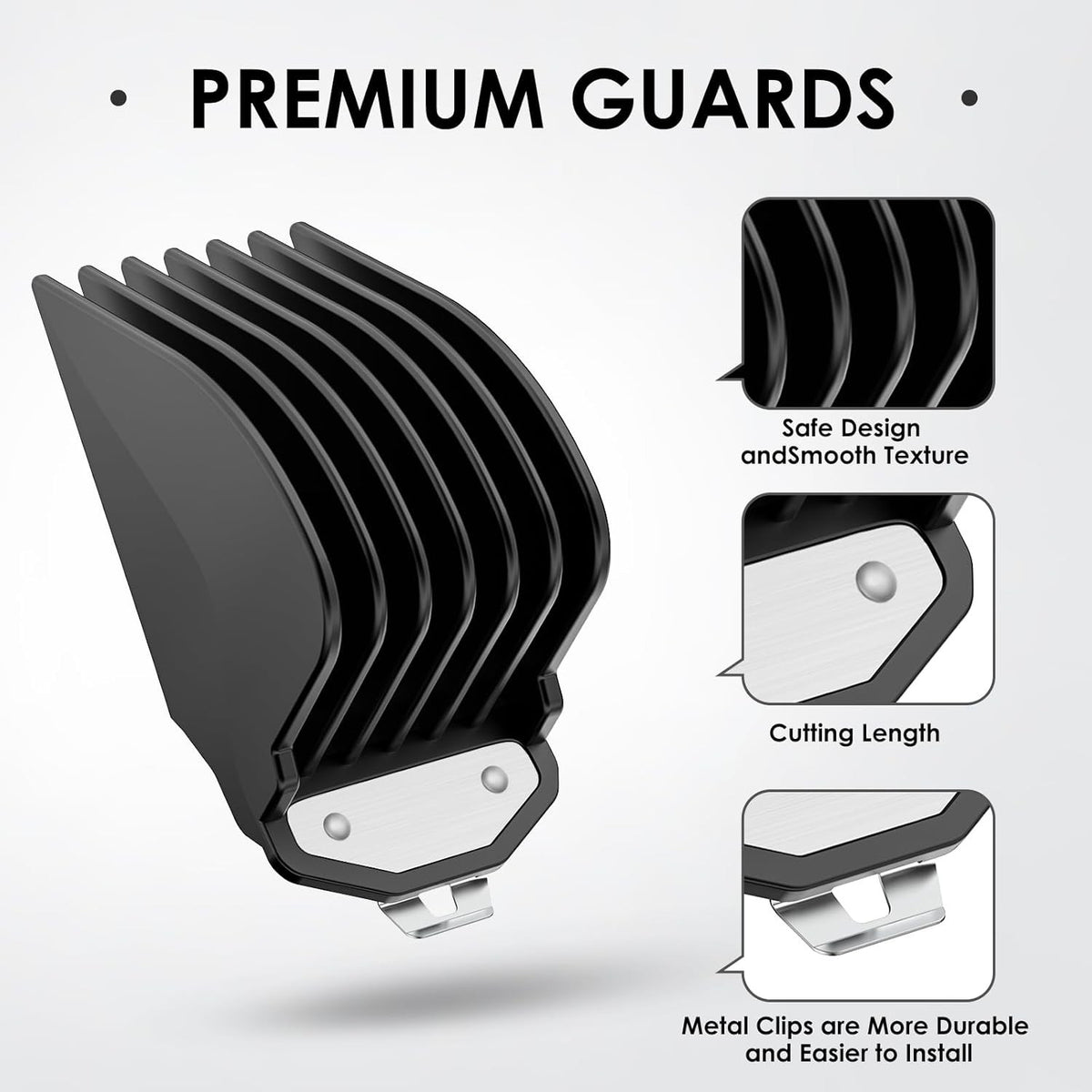 Hair Clipper Guard Set for Wahl - Metal Attachments with 3 Lengths 1.25, 1.5, 2 Inches