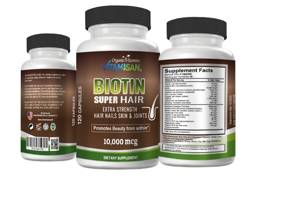 Hair Growth Vitamins - Biotin Support for Hair Loss - 240 Capsules