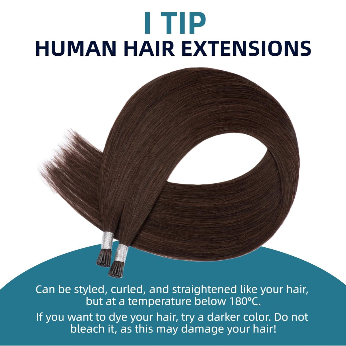 Human Hair Extensions 20 Inch Dark Brown Pre Bonded I Tip Hairpiece