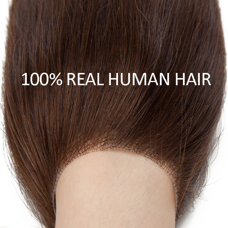 Mens Skin PU Front Hairpiece Toupee for Receding Hairline and Hair Loss