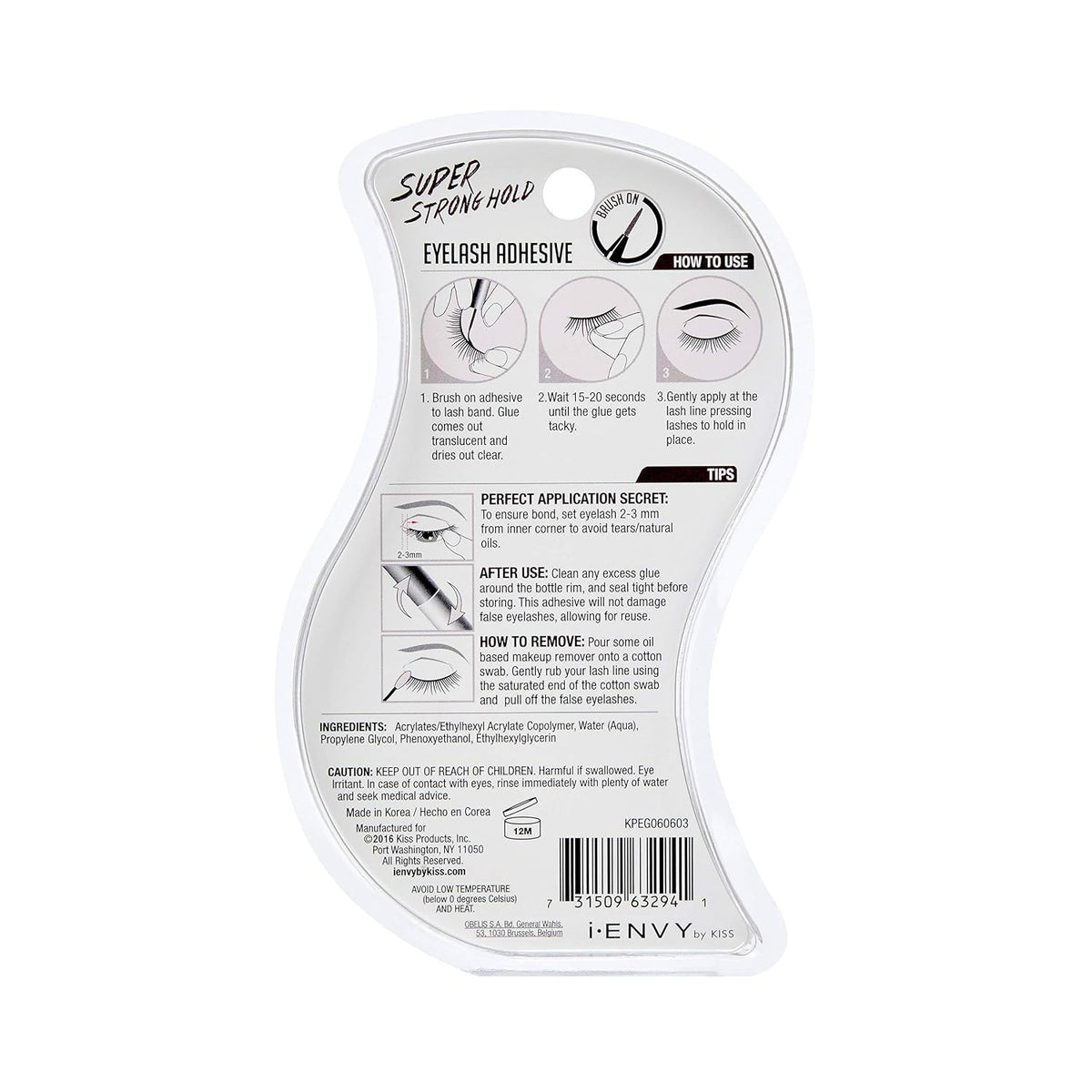 Invisible Bond Eyelash Glue - Waterproof, 48HR Hold, Latex-Free, 2 Bottles