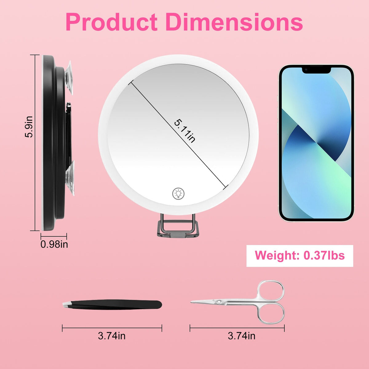 30X Magnifying Lighted Makeup Mirror with 3 Color LEDs – Adjustable Brightness