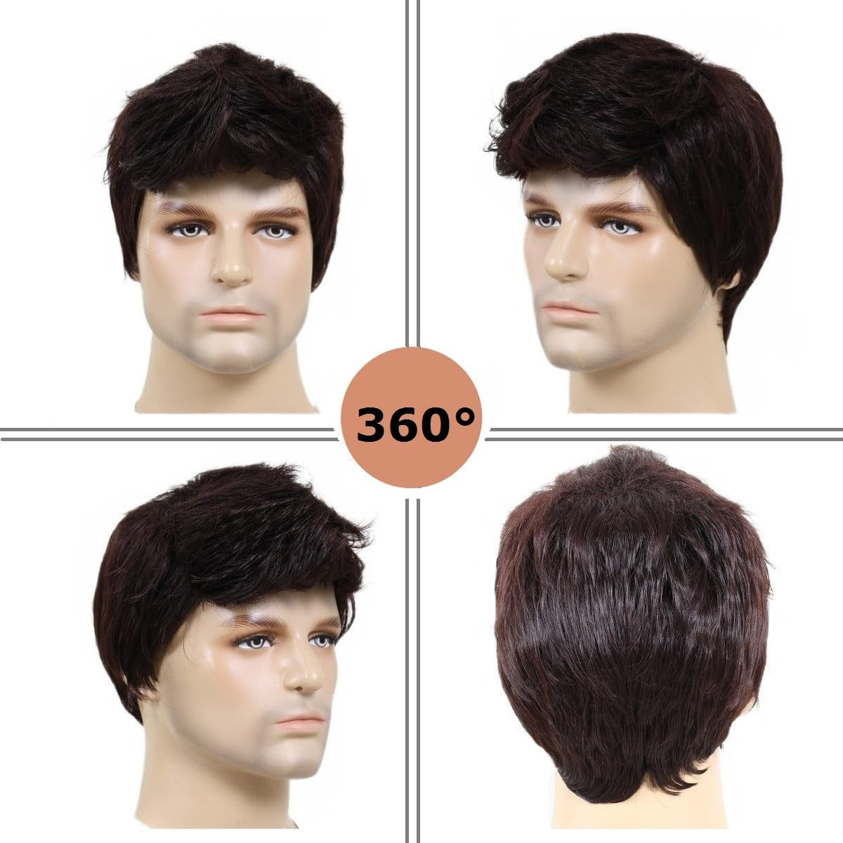 Men's Short Brown Wigs - Cosplay, Daily Wear, Natural Look