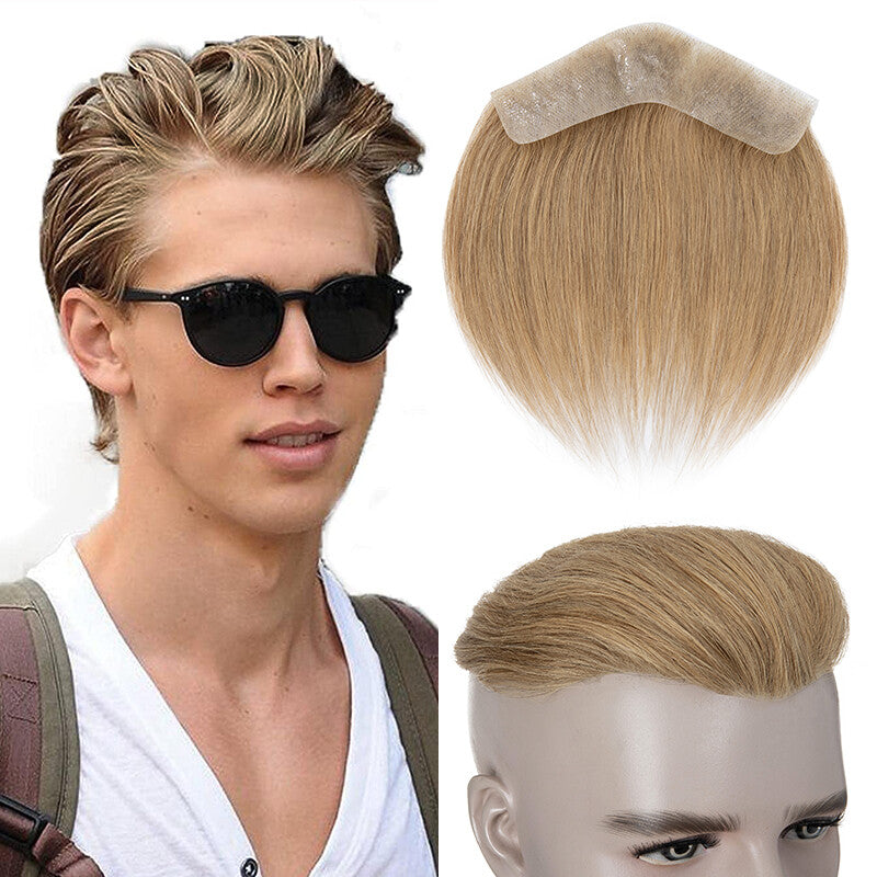 Men's Receding Hairline PU Hairpiece with Human Hair Toupee – Natural Look & Adjustable Fit