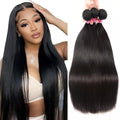 Human Hair Extensions 3 Bundles Virgin Straight Weaves for Full Head