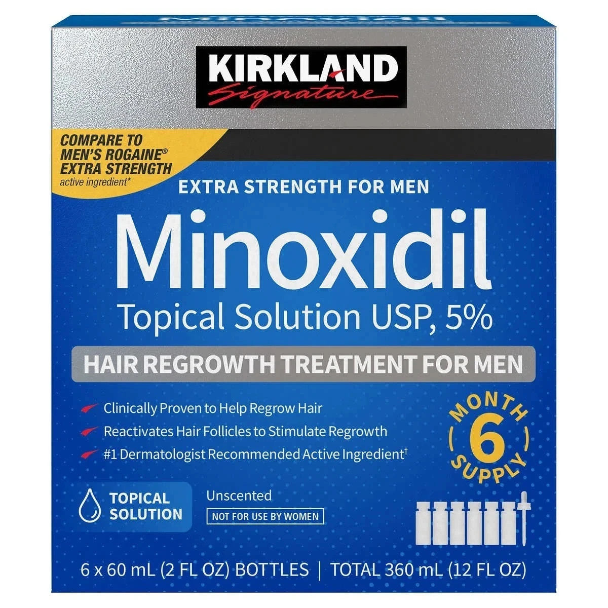 Men's 5% Minoxidil Hair Regrowth Solution - 6-Month Supply
