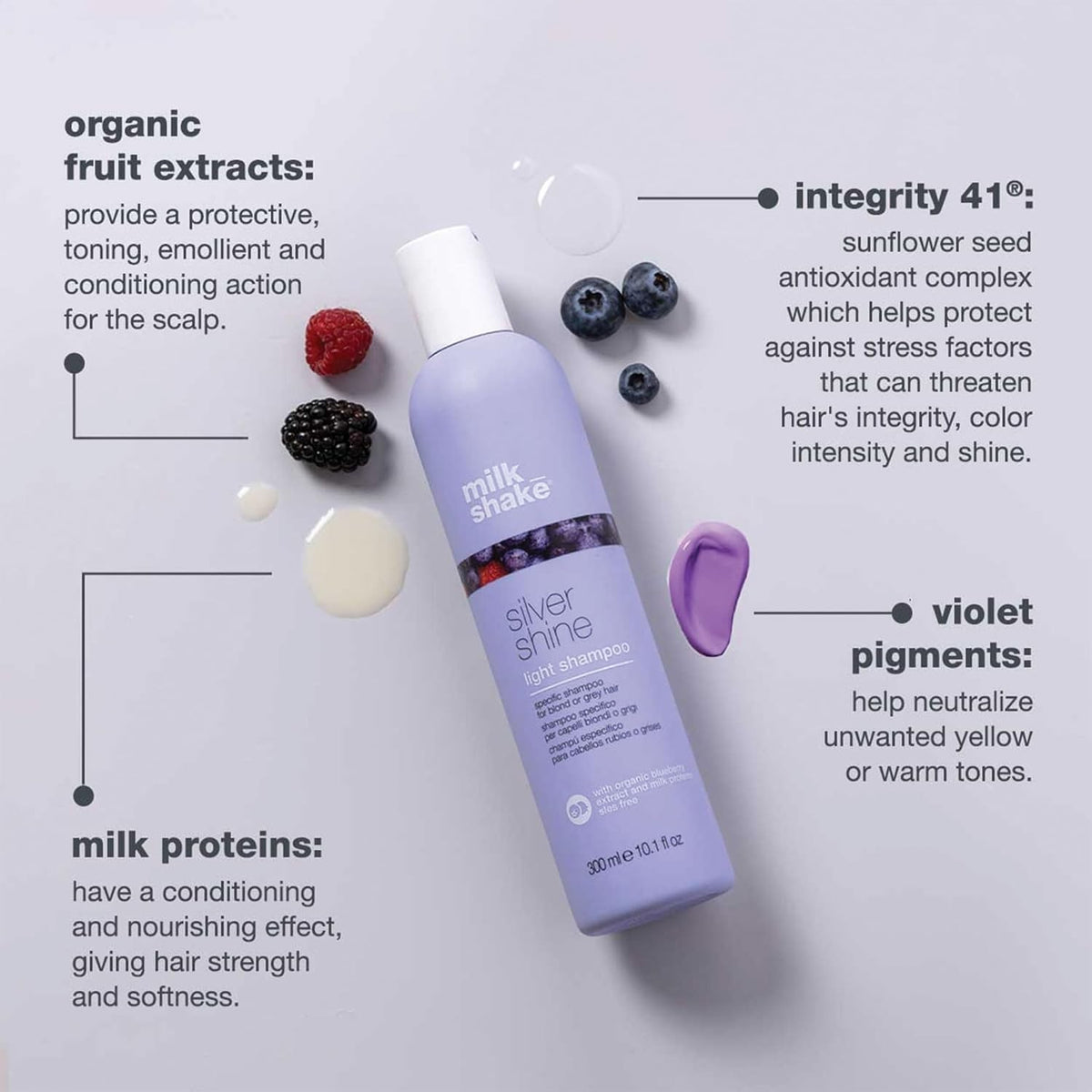 Milk_Shake Silver Shine Light Purple Shampoo for Blonde & Grey Hair 10.1 fl oz