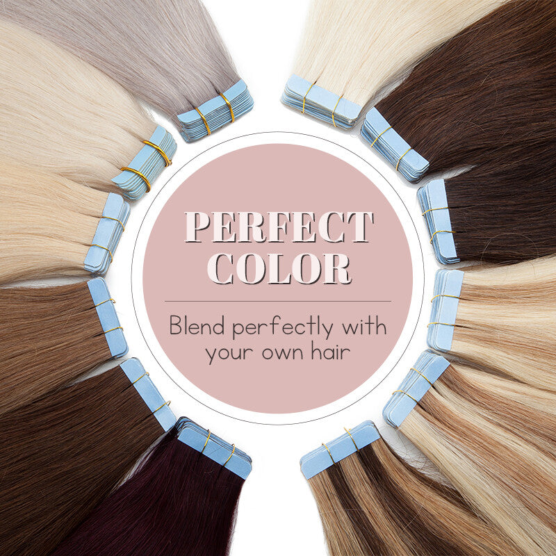 Remy Human Hair Extensions Tape-In Traceless Skin Weft 40PCS Multiple Lengths & Colors