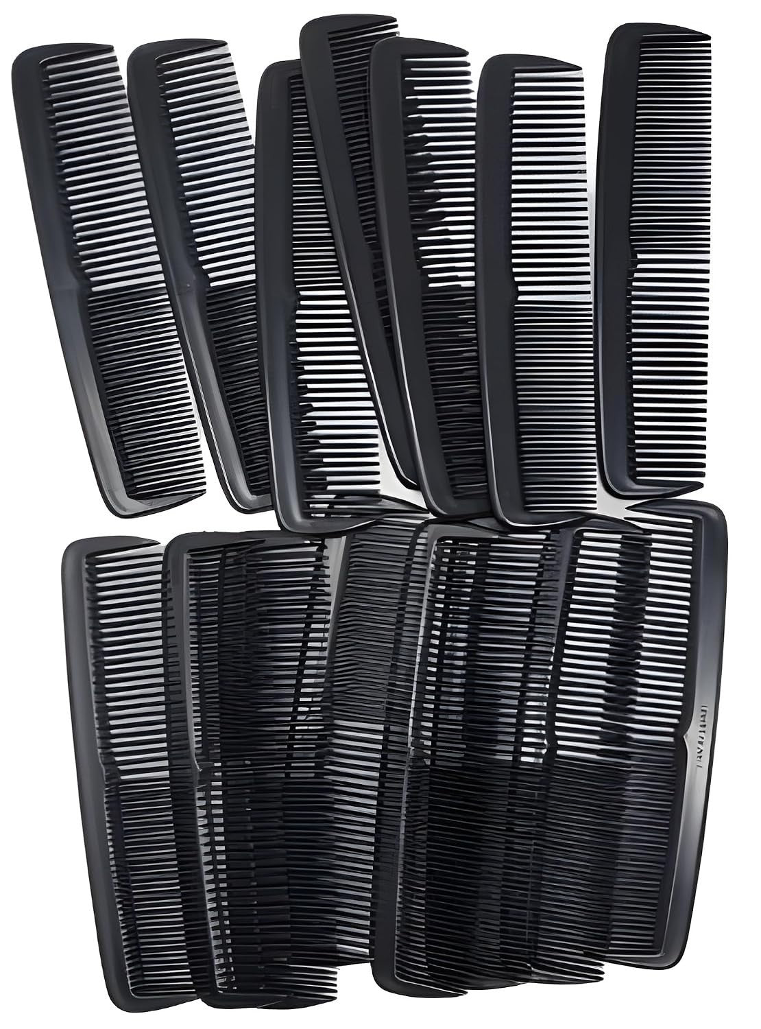 12 Pack Black Hair Combs - 5 Inch Dual-Bristle Styling Comb Set