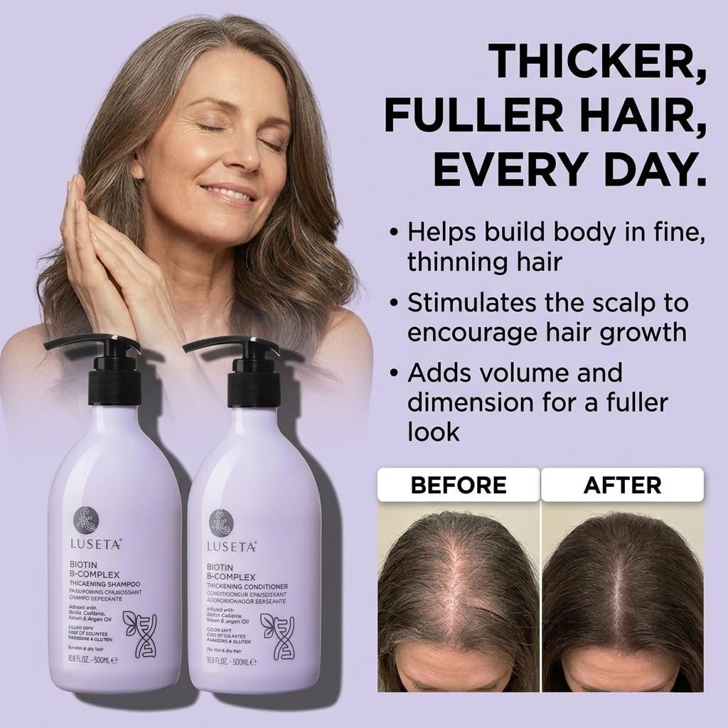 B-Complex Hair Care Set with Biotin & Argan Oil for Thinning Hair - 2x16.9oz