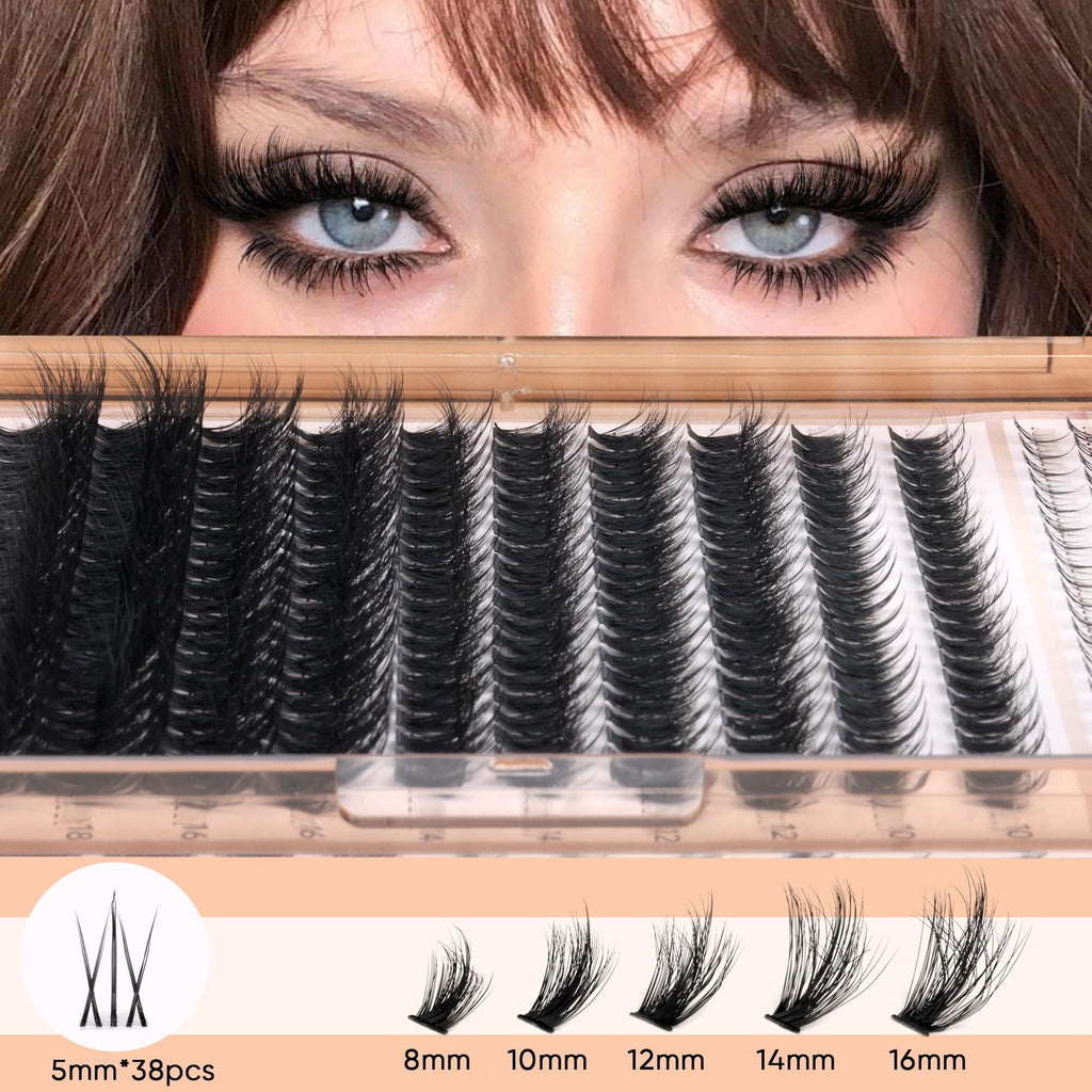 False Eyelash Clusters with Bottom Lashes - Wispy Volume Mink Style