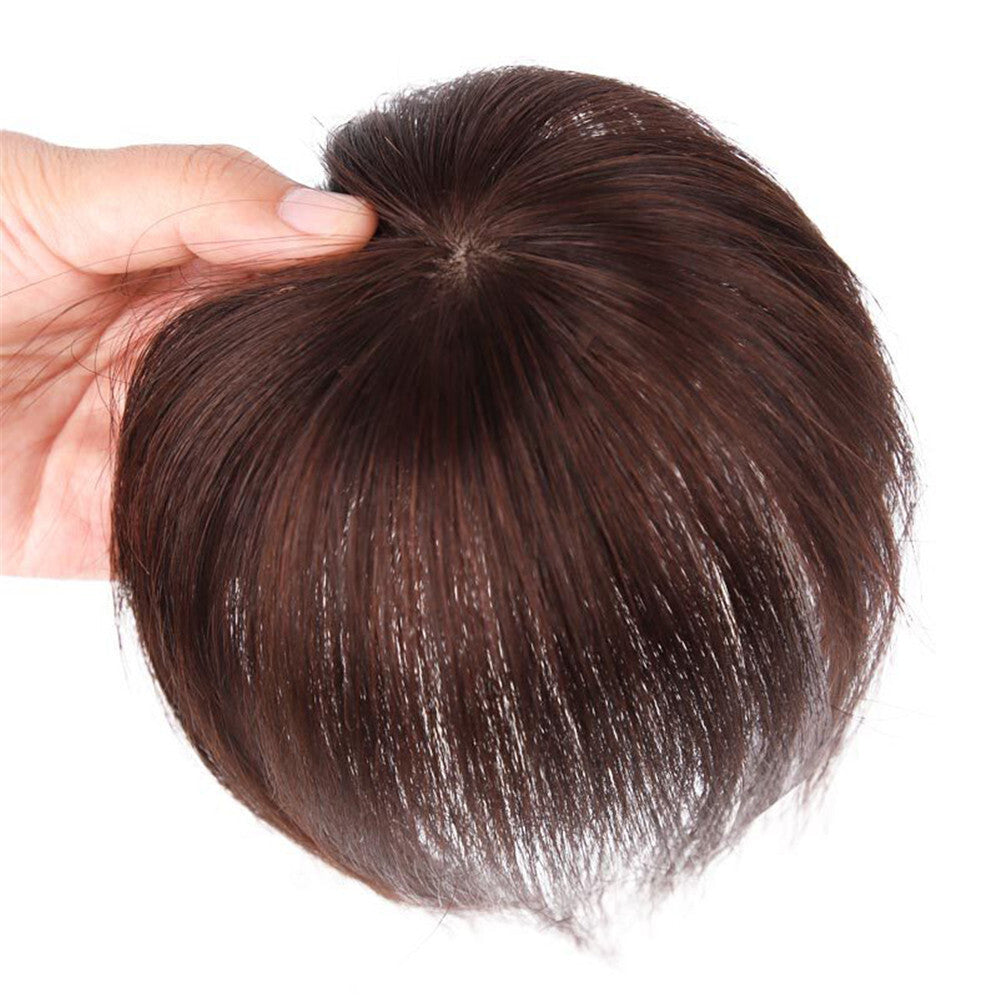 Silk Base Clip-In Human Hair Topper for Thinning Hair - Remy Straight 4-6 Inch