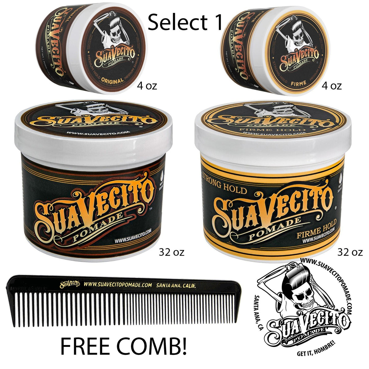 Strong Hold Hair Pomade 4 oz & 32 oz - Water-Based Styling Paste