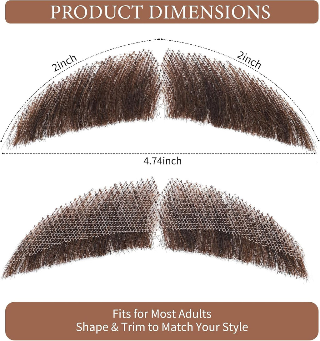 Realistic Handmade Mustache Fake Beard for Cosplay and Costume - Natural Hair Finish