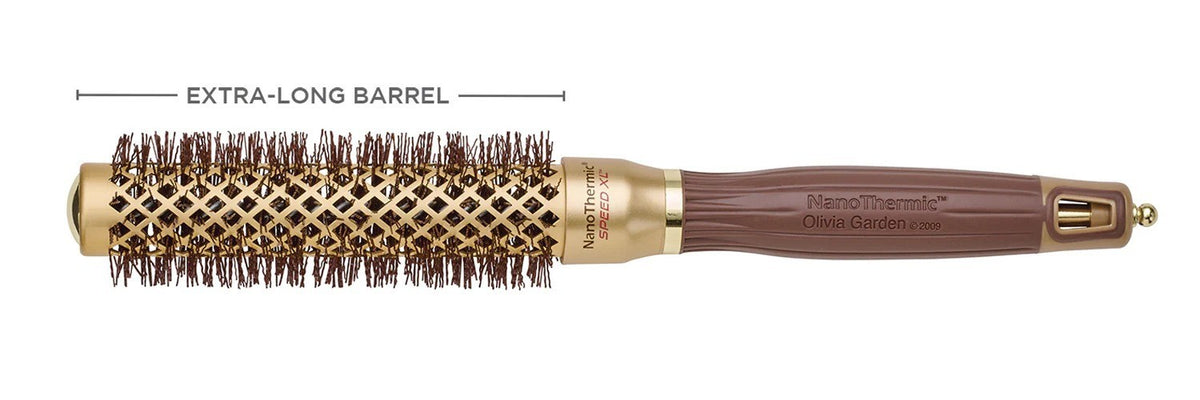 Professional Blow Dryer Brush with NanoThermic & Ionic Technology - Extra Long Barrel