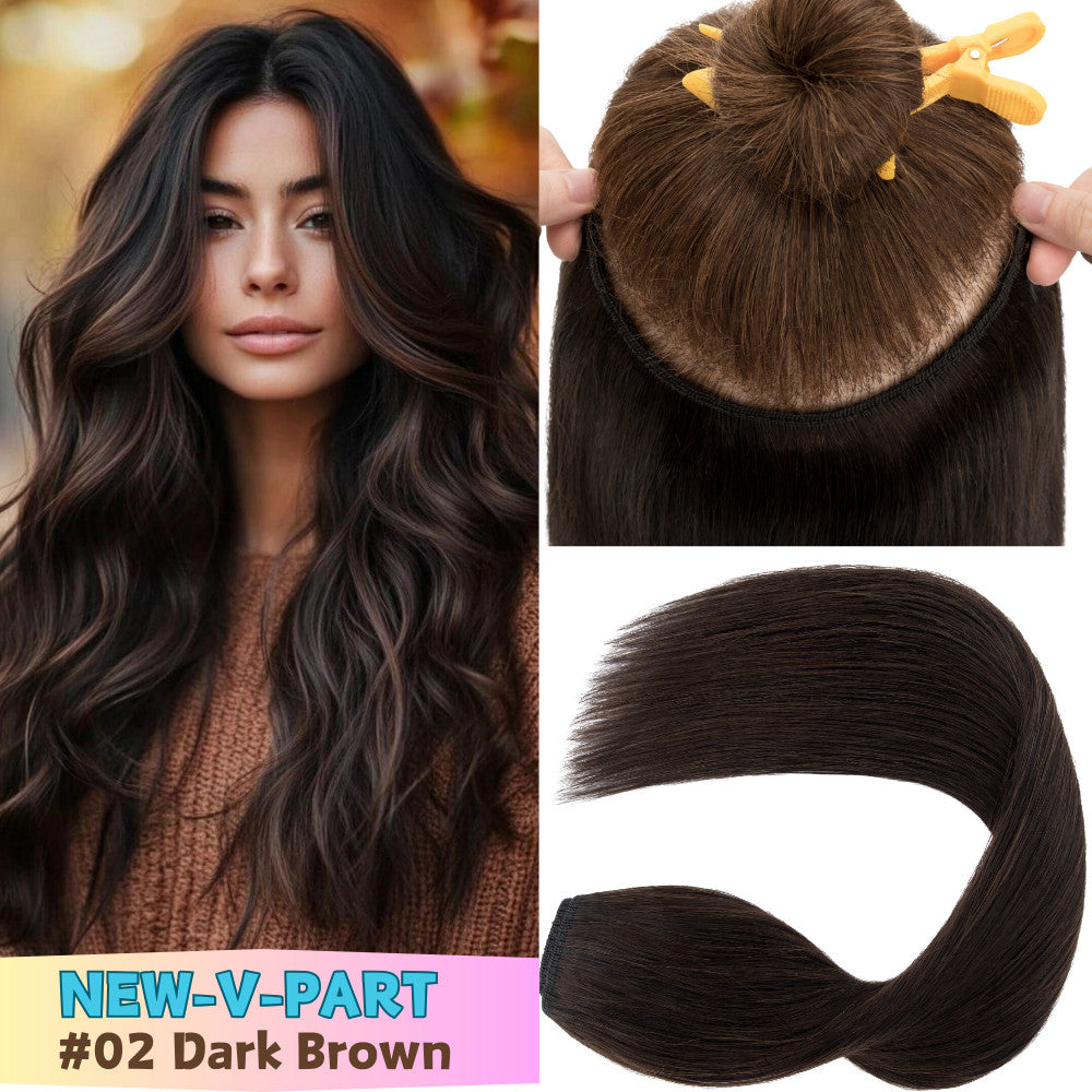 V Shape Clip-In Human Hair Extensions Full Head - Blonde, Remy Virgin