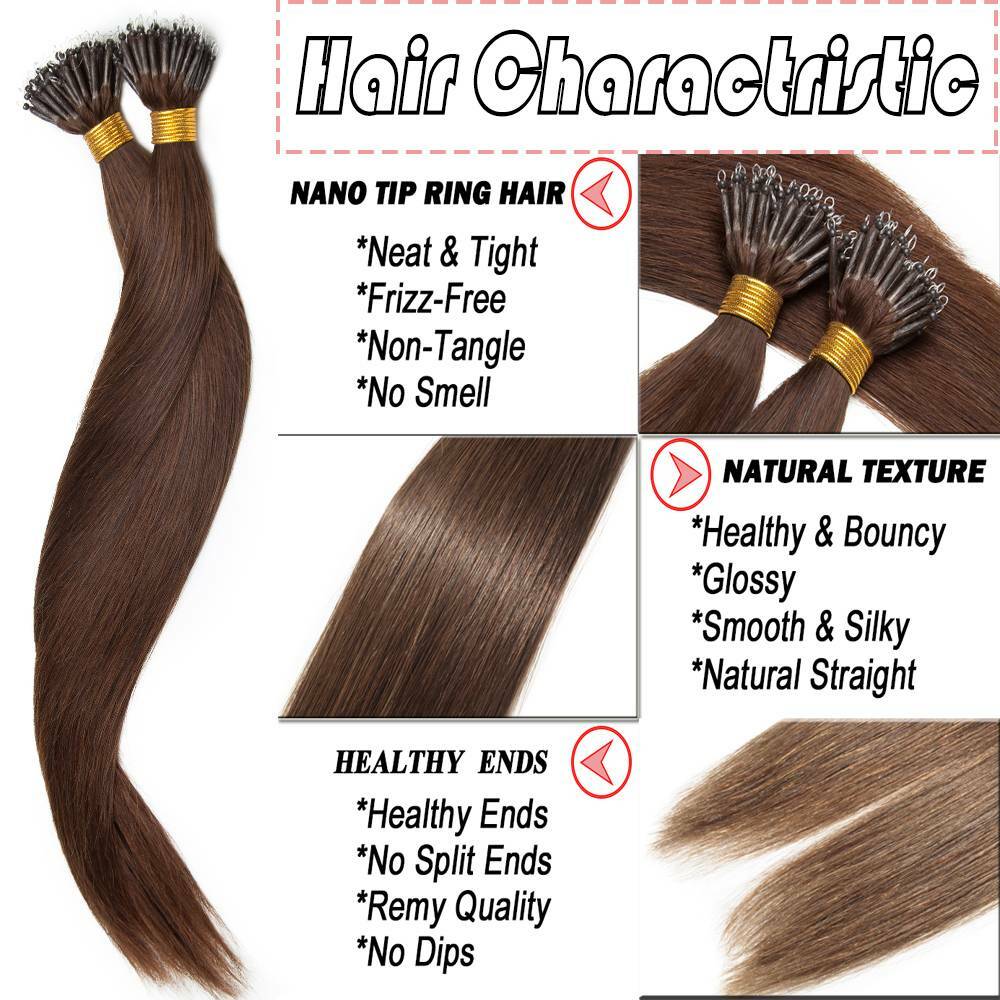 Balayage Nano Ring Hair Extensions - 100% Human Remy Beads Micro Loop