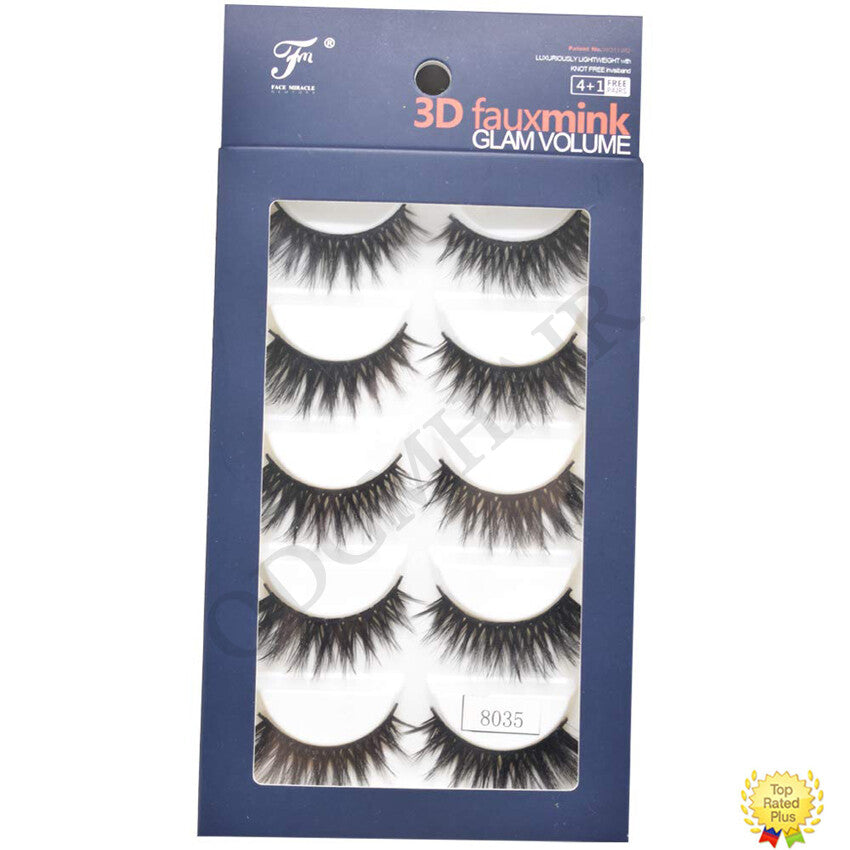 False Eyelashes 3D Mink Fluffy Long Thick Eye Lashes - Black, 5 Pairs