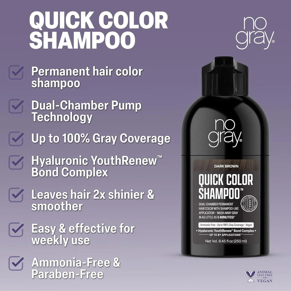 Dark Brown Permanent Hair Color Shampoo - Gray Coverage, 8.45 oz