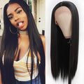 Heat Resistant Synthetic Lace Front Wig Long Black Straight Glueless Hair