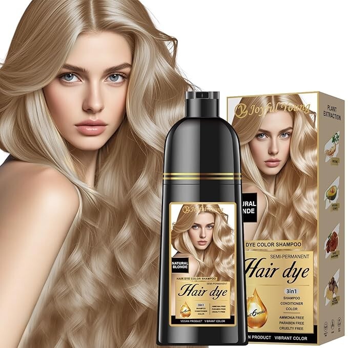 Herbal 3-in-1 Hair Dye Shampoo Ammonia-Free Natural Hair Color | Long-Lasting & Gentle