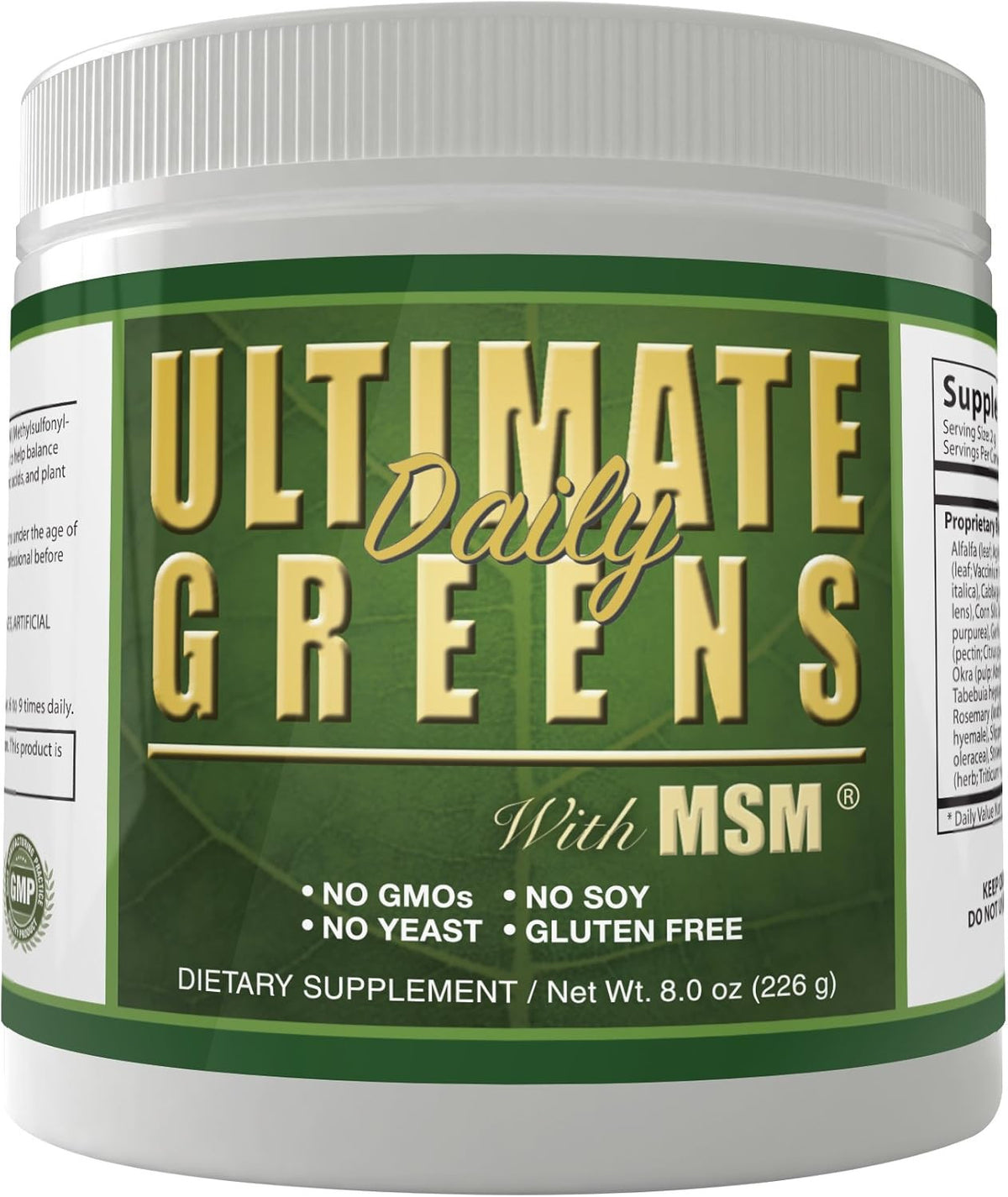 Vegan Superfood Greens Powder with MSM | Natural Vegetable
