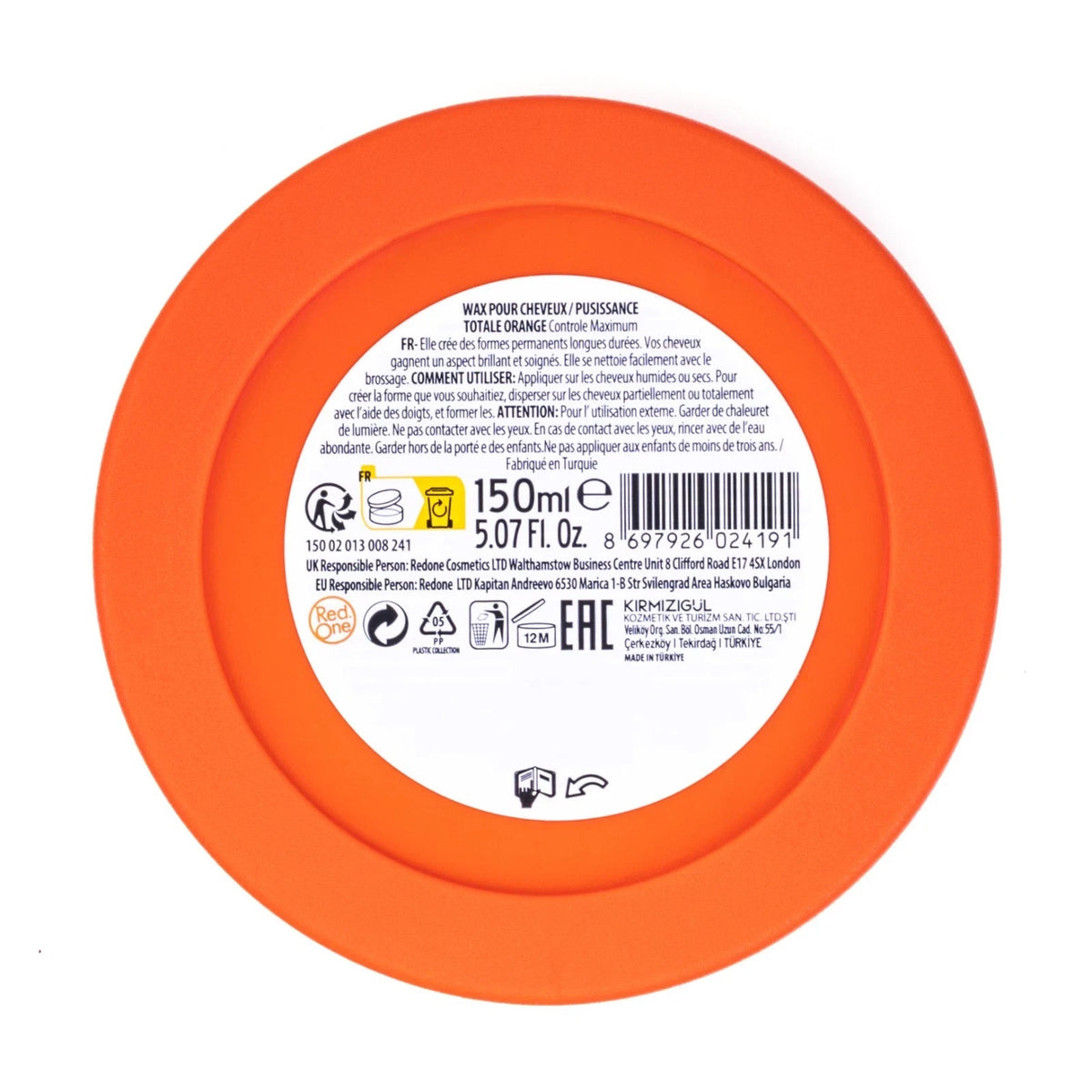 RedOne Orange Aqua Hair Gel Wax 150ml - Strong Hold & Shine for Edges & Braids