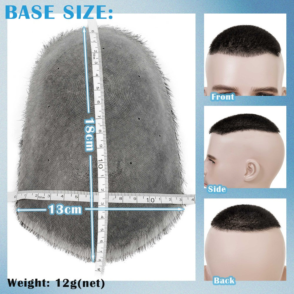 Men's Short Buzz Cut Toupee with Thin PU Skin Base - 100% Human Hair System