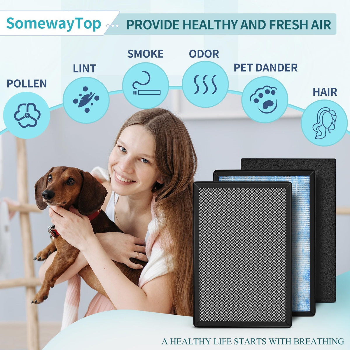 HEPA Air Purifier Filter Set Compatible with Okaysou Airmax 8L - 2 Pack