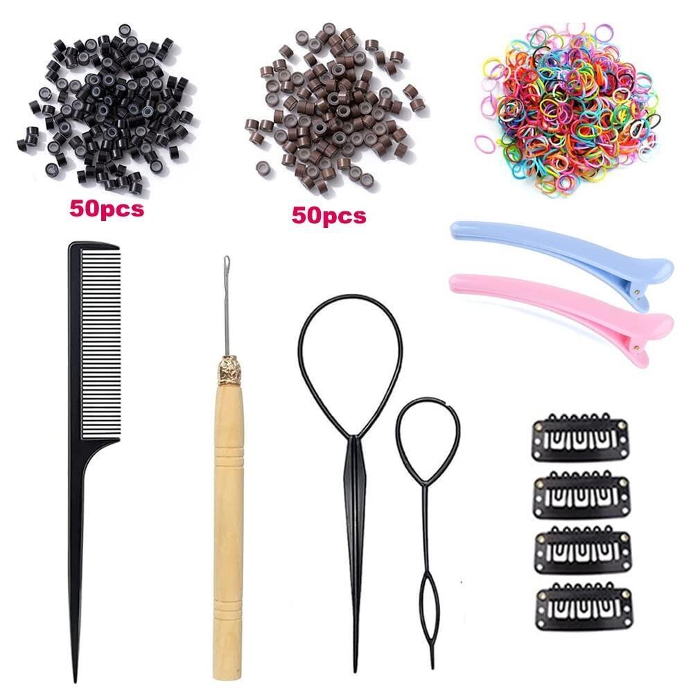 16-Color Hair Tinsel Kit with Tools - Glitter Hair Extensions & Accessories