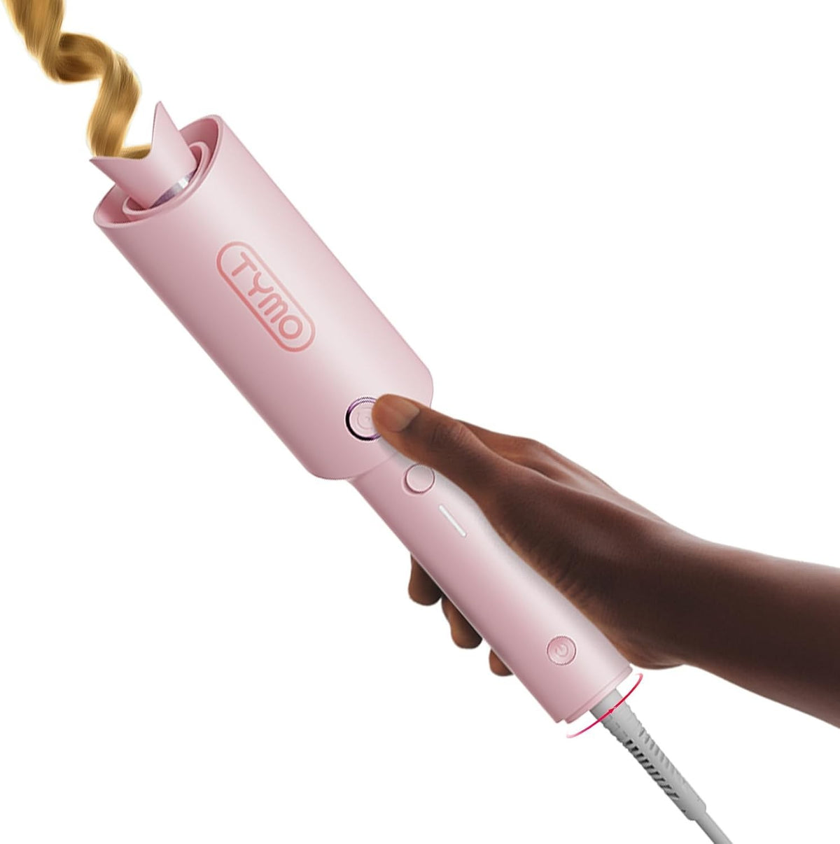1-Inch Tourmaline Ceramic Curling Iron with Anti-Scald Safety - Pink Finish