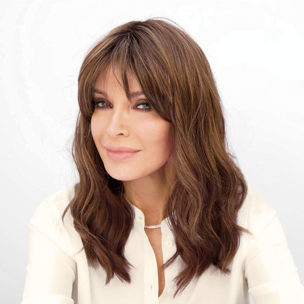 Jaclyn Smith Coastline Synthetic Wig with Auburn Sugar Highlights - Beachy Waves