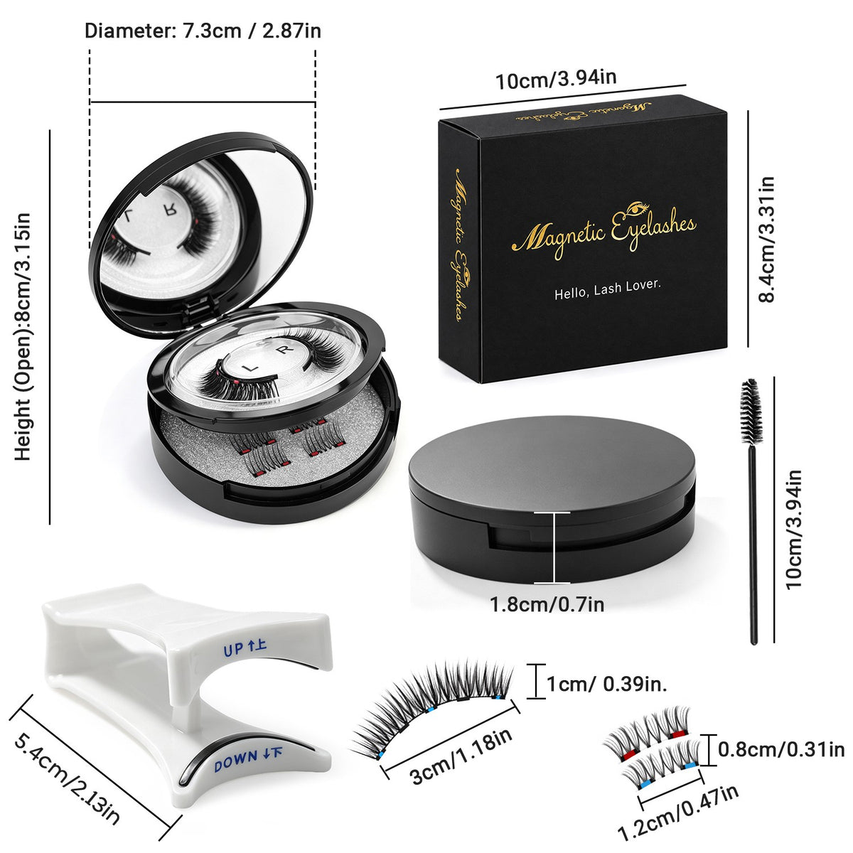 Magnetic False Eyelashes Kit Reusable Natural Look with Applicator