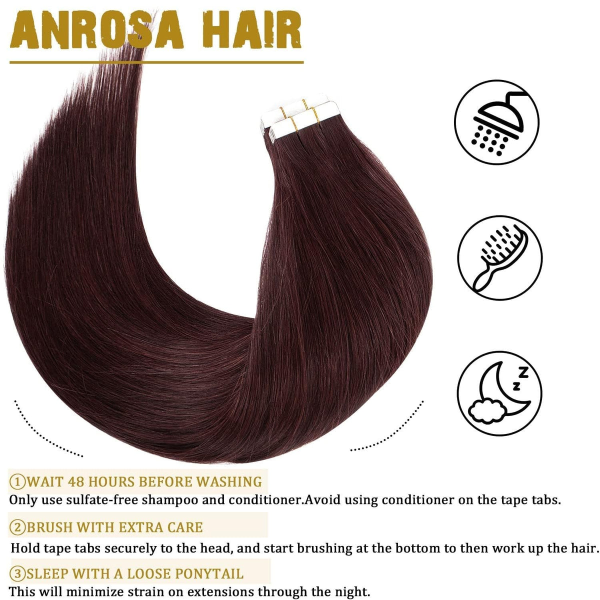 22 Inch Red Wine Burgundy Tape-In Hair Extensions - 20 Pieces, 50G