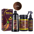 MEIDU Coffee Hair Dye Shampoo Set with Mask & Spray Protector - Long Lasting Color