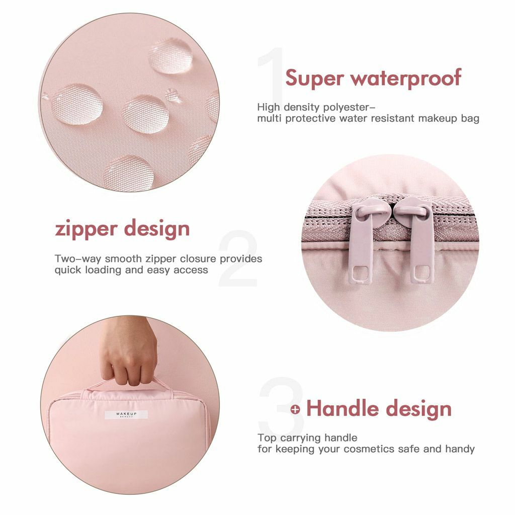 Travel Cosmetic Bag Makeup Organizer with Hanging Pouch Waterproof Portable