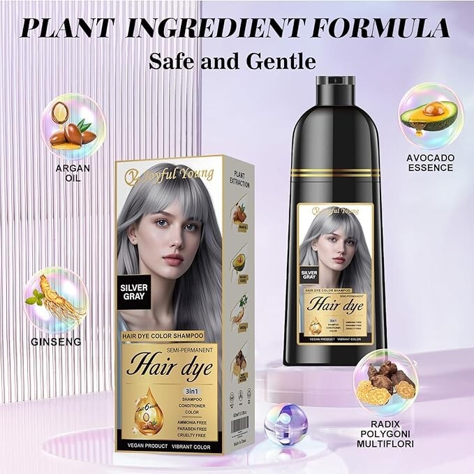 Natural Semi-Permanent Hair Dye Shampoo - Ammonia-Free, Nourishing Color