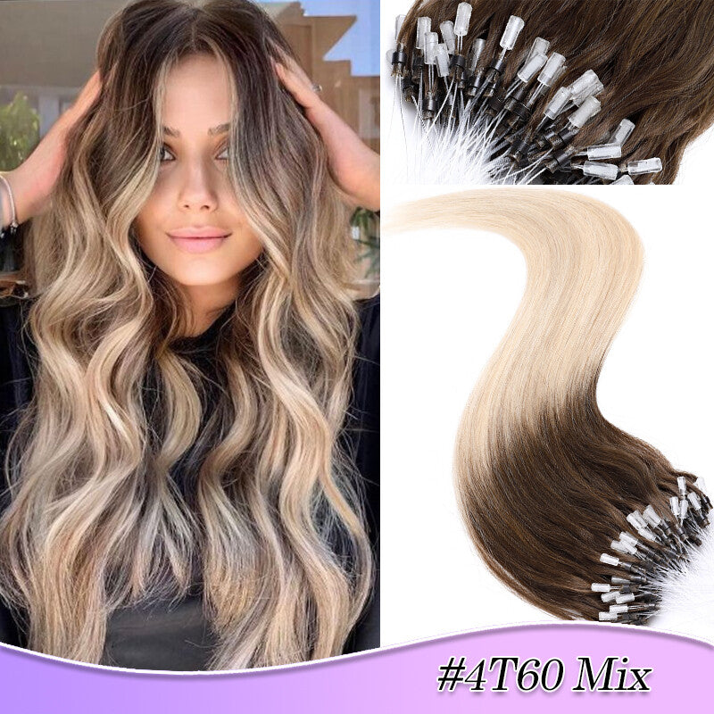 Micro Ring Human Hair Extensions - Remy Straight Microlink Beads, Multiple Lengths & Colors