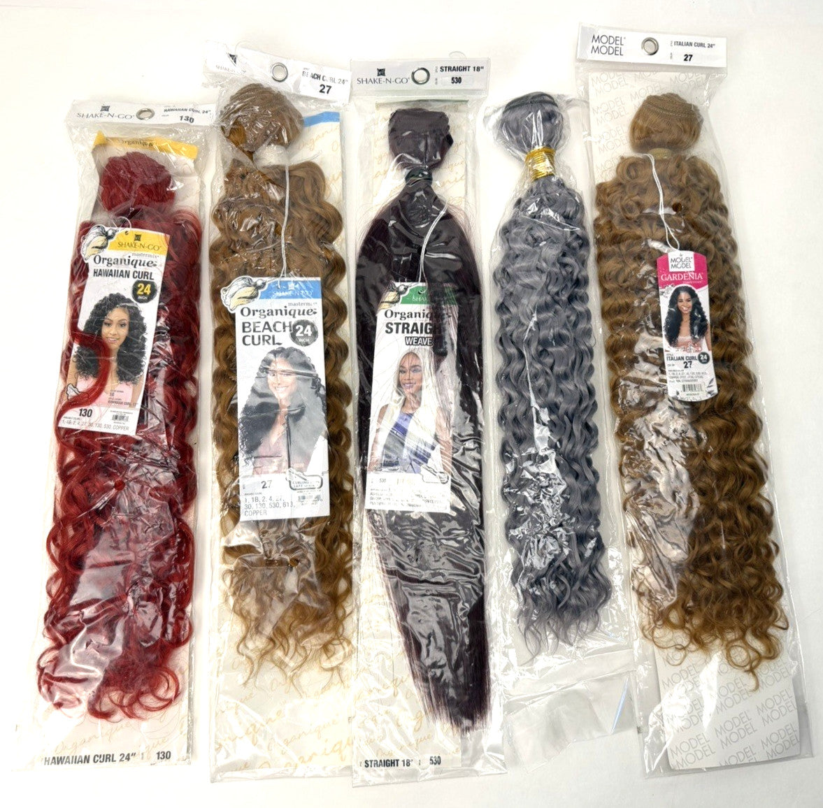 Multicolor Curly and Straight Synthetic Hair Bundles - 5 Pack