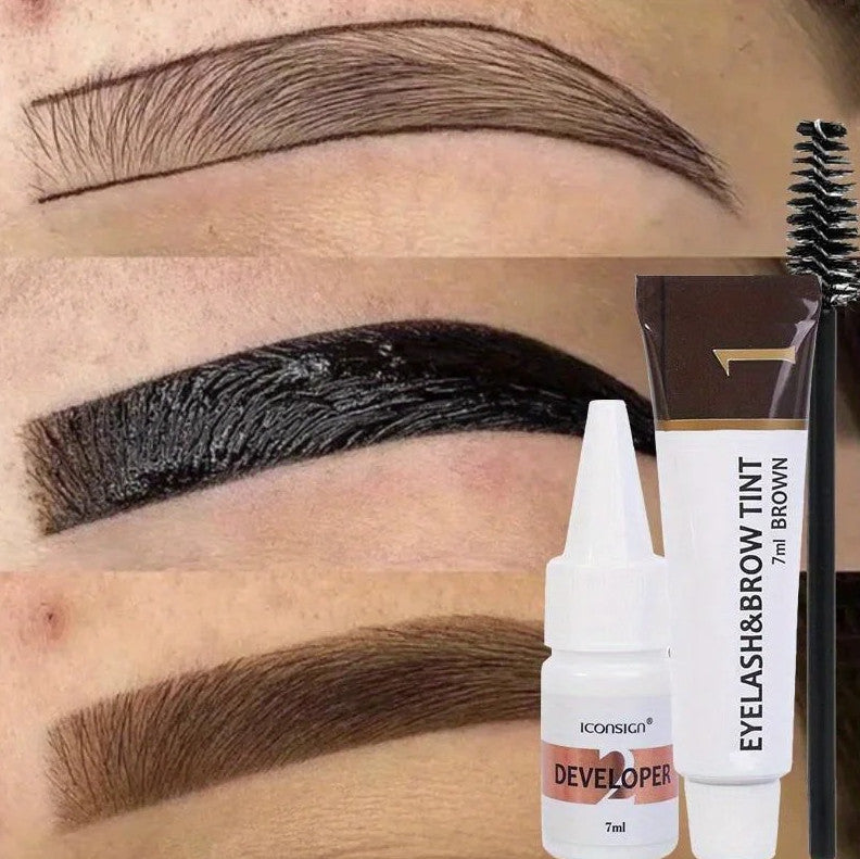 Waterproof 2-in-1 Eyebrow and Eyelash Tint Kit for Long-Lasting Color