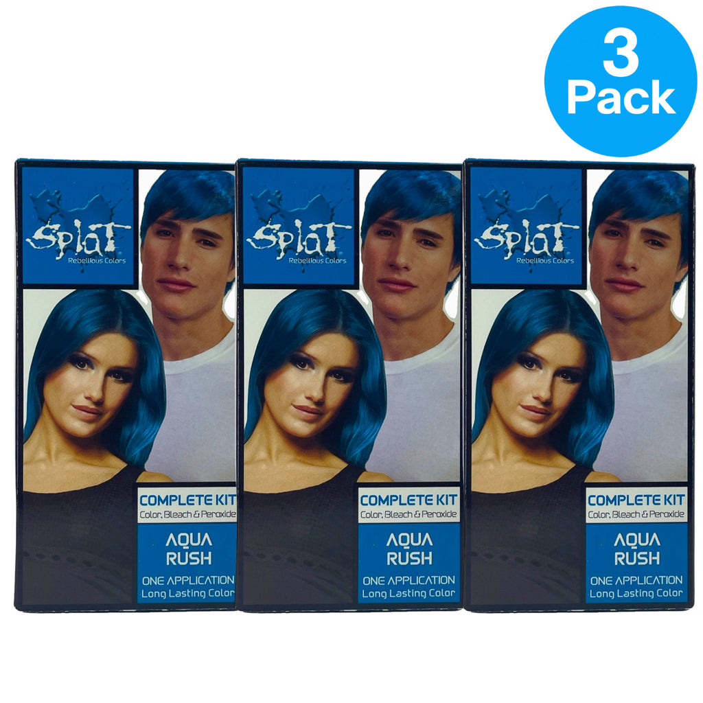 Vibrant Aqua Rush Hair Color Kit 3-Pack - Semi-Permanent Teal Blue Set