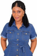 Half-Braided Cornrow Lace Front Wig with Deep Curly Back - Protective Style