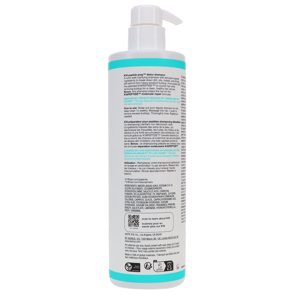 K18 Peptide Detox Shampoo 16 oz - Hair Repair & Clarifying Hair Care