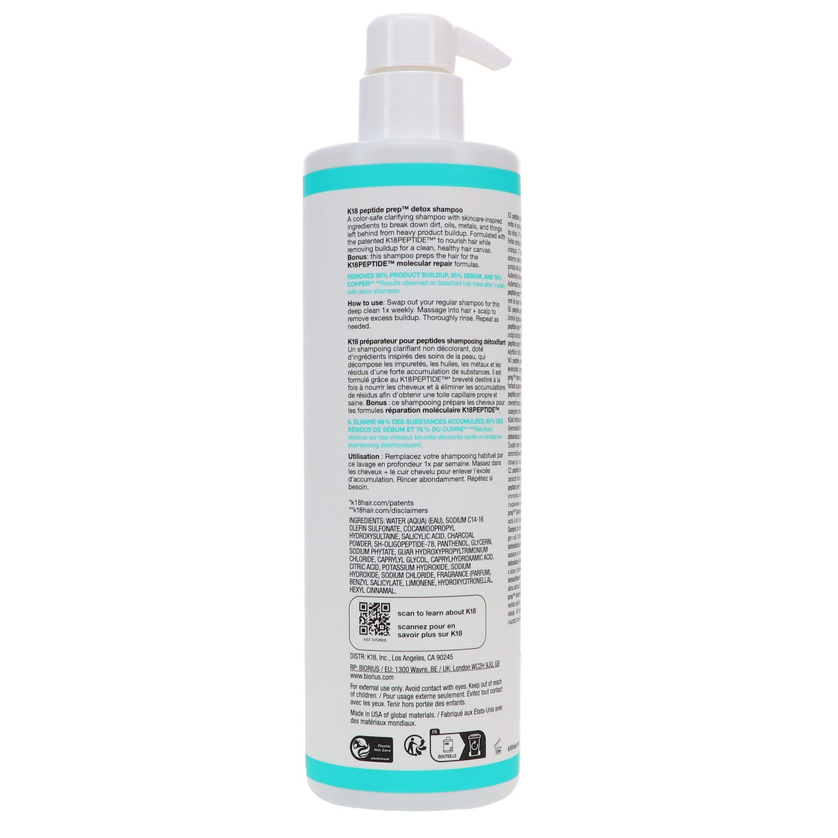 K18 Peptide Detox Shampoo 16 oz - Hair Repair & Clarifying Hair Care