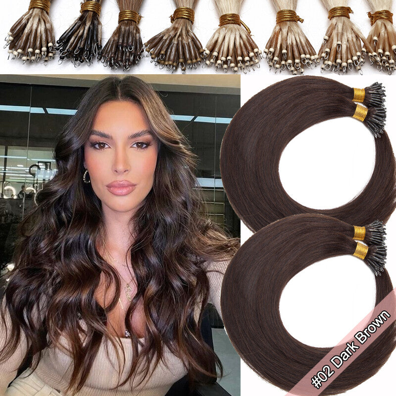 100G Nano Ring Hair Extensions - Real Human Hair, Ombre, Thick & Tangle-Free