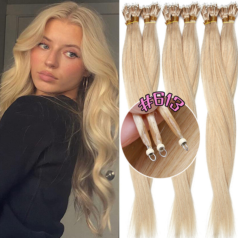 150g Human Hair Extensions with Nano Rings - Thick Ombre Micro Loop Beads